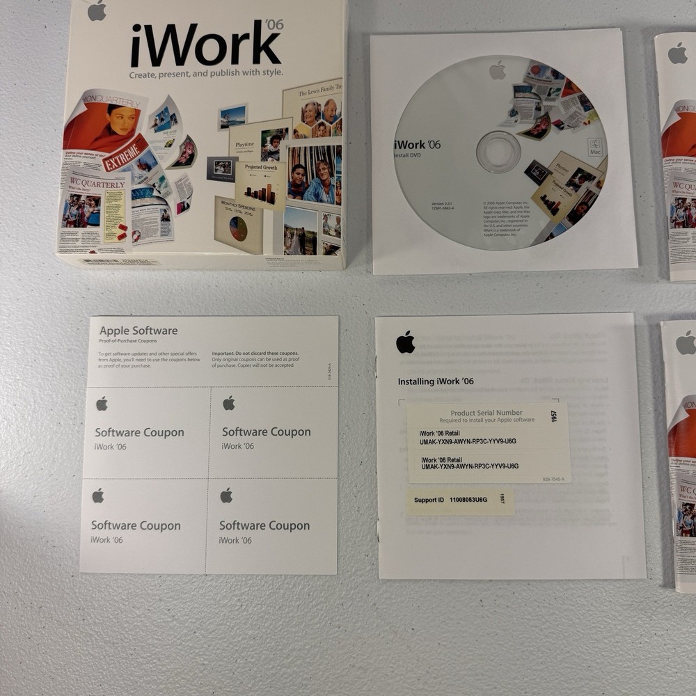 Apple iWork '06 Mac MA222Z/A With Manual & Key Code