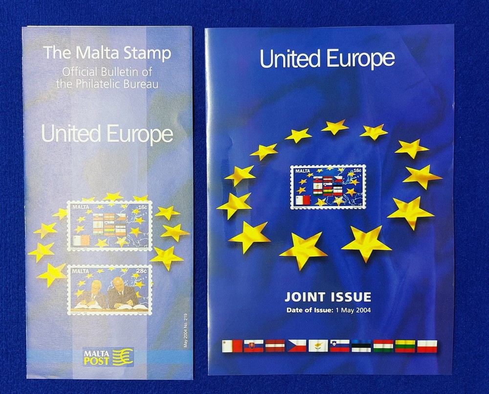 2004 Malta, United Europe Joint Issue Stamp Presentation Folder & Leaflet - Mint