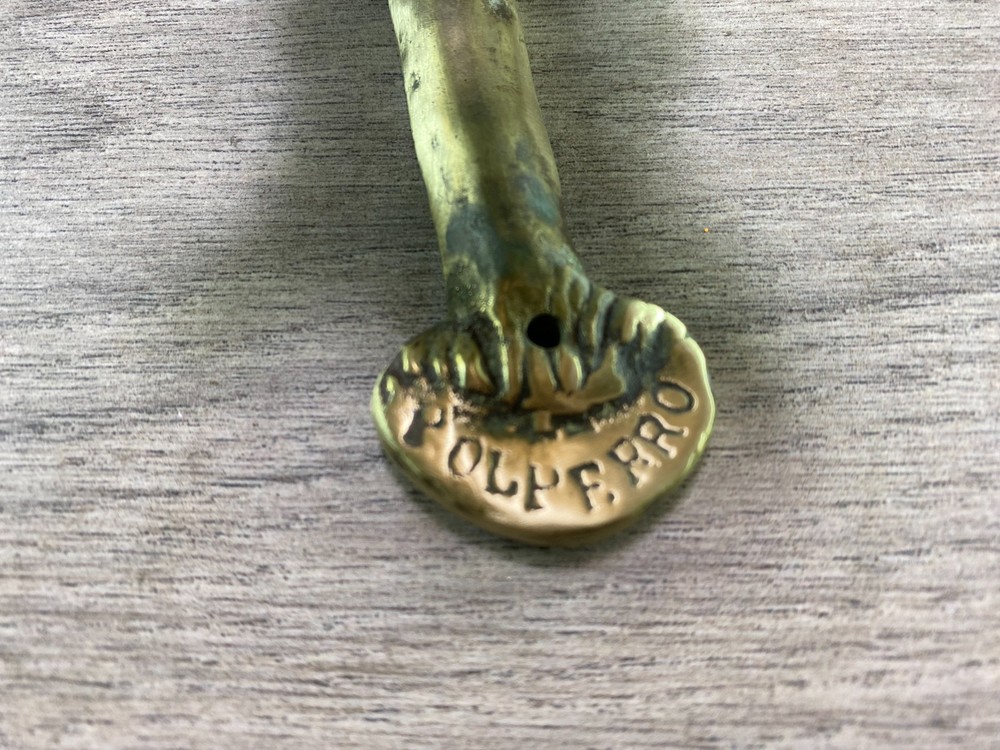 antique Solid Brass Pixie Impish Elf Leprechaun Mushroom Door Knocker polperro