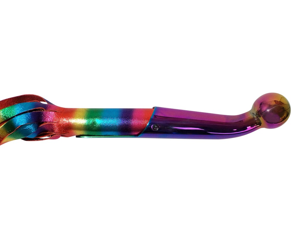 Rainbow Leather BDSM Flogger 35 Tails Rainbow Stainless Steel Insertable handle