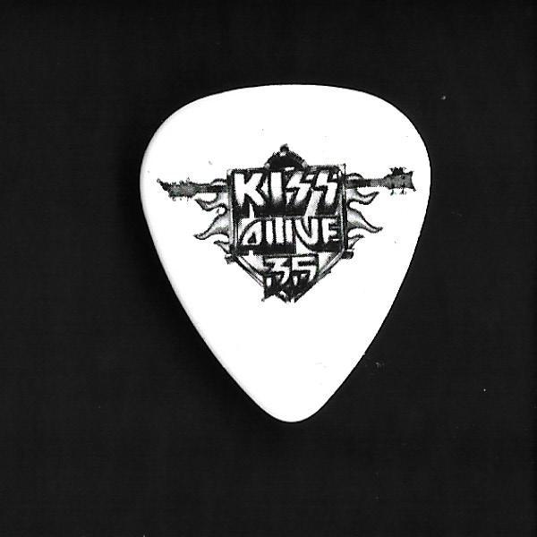 KISS Guitar Pick Alive 35 Tour 2009 Guitar Tech CREW White Black Lettering