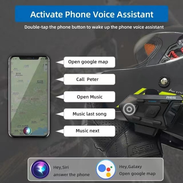 6 Riders Helmet Headset Motorcycle Bluetooth Intercom Wireless Communication