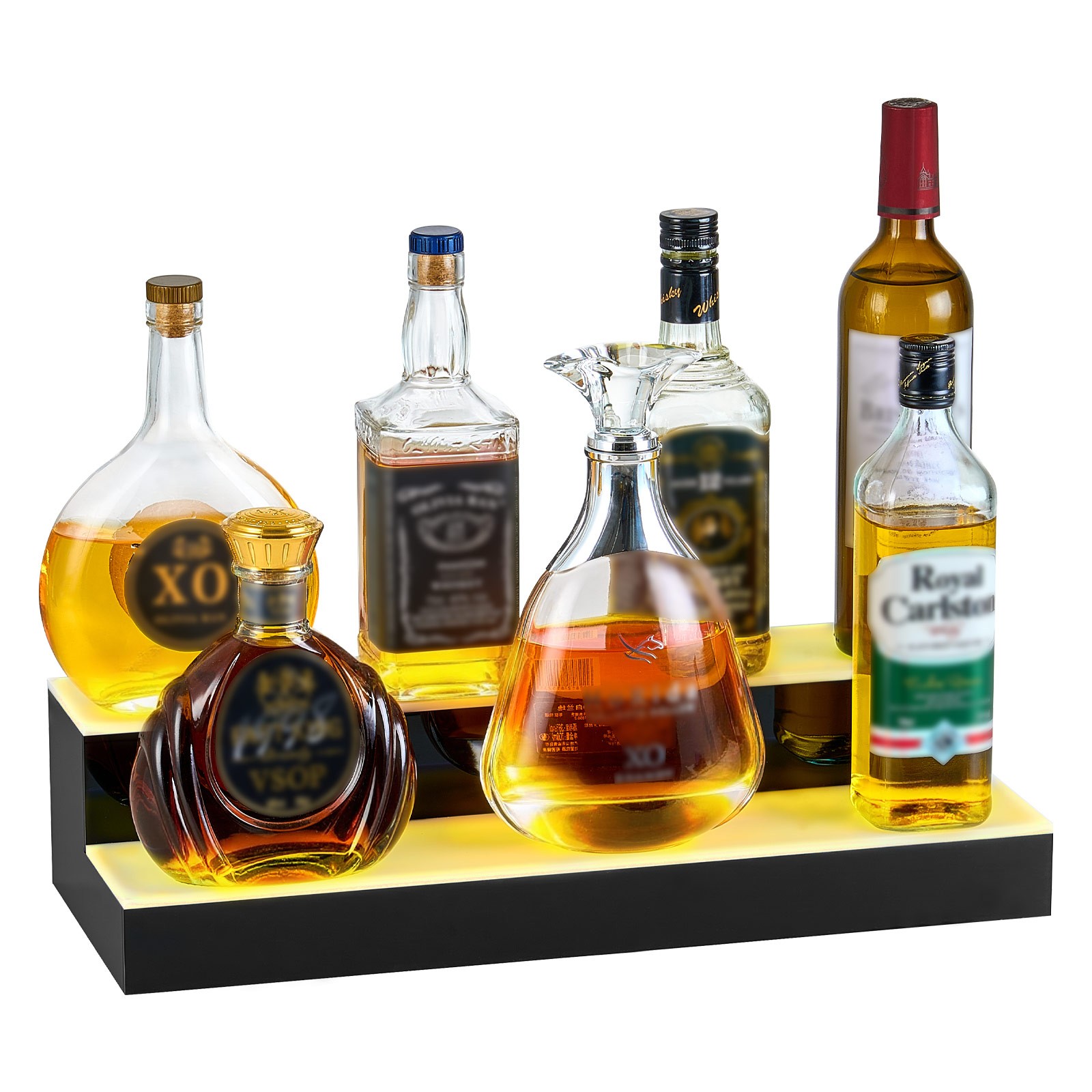 Uimoso LED Illuminated Liquor Bottle Display, 2-Tier, 20-Inch, Holds 10 Bottles