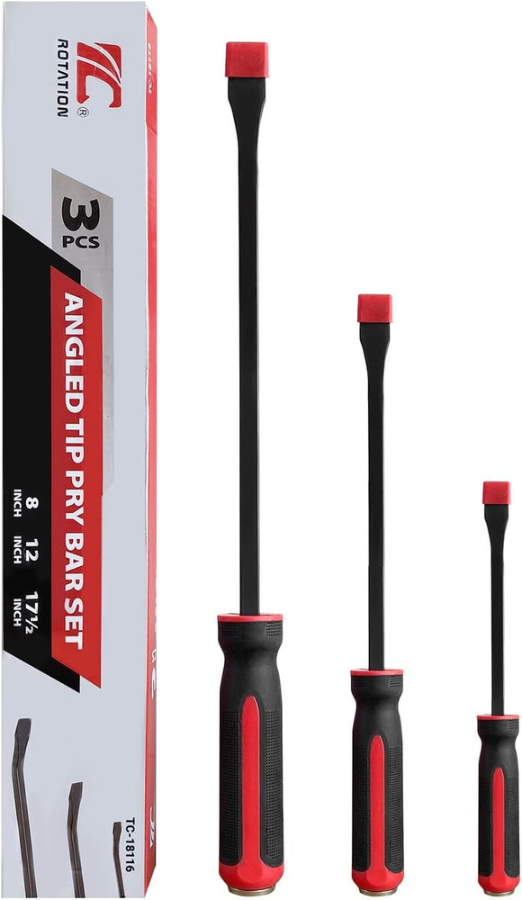 ROTATION Pry Bar Set, Strike Cap Handle, Angled Tip, Rust Proof Finish, Machanic