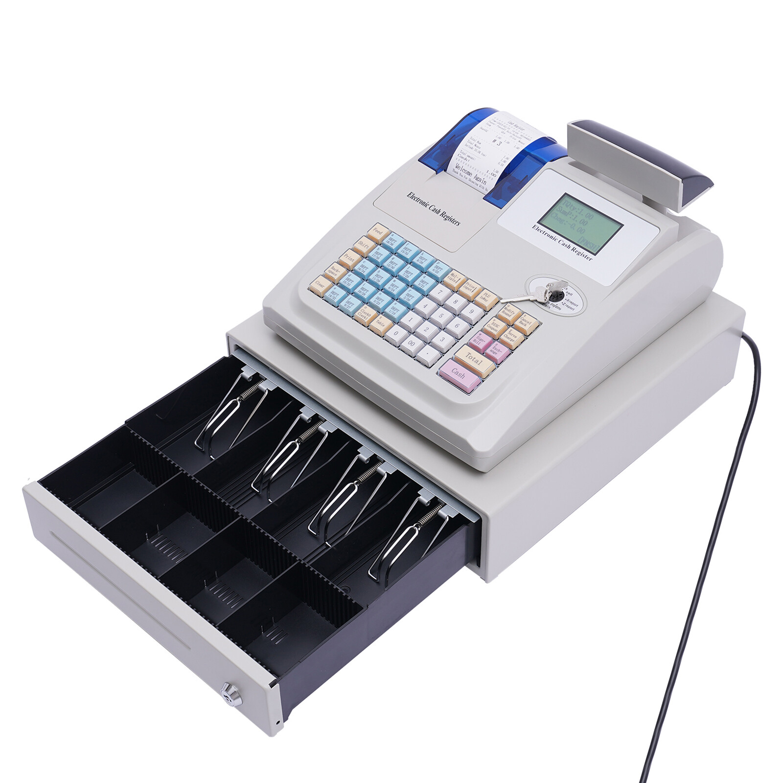 NEW Electronic Cash Register 48 Keys Cash Management System with Thermal Printer