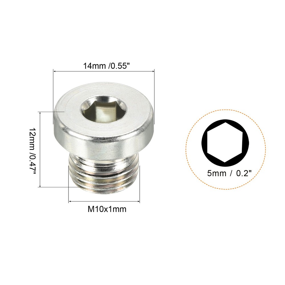 M10*1 Hex Head Pipe Fitting Plug, Male Thread 45# Steel Plug