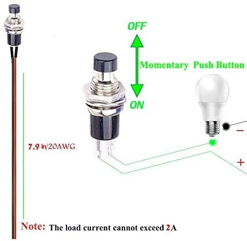 Momentary Push Button Switch,Mini Button Switch with Pre-soldered 20AWG