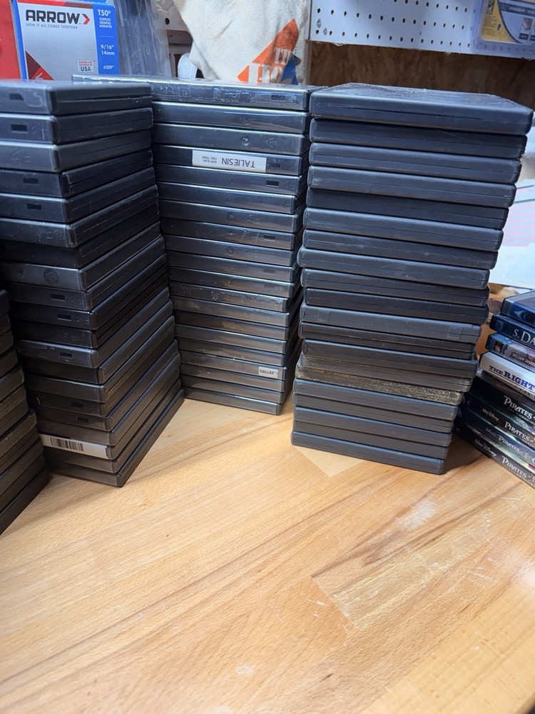 Lot of 100+ USED EMPTY BLACK DVD Cases Assorted
