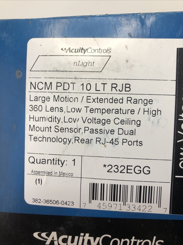 Acuity Controls NCM PDT 10 LT RJB, Occupancy Sensor, Ceiling Low Temp 232EEG