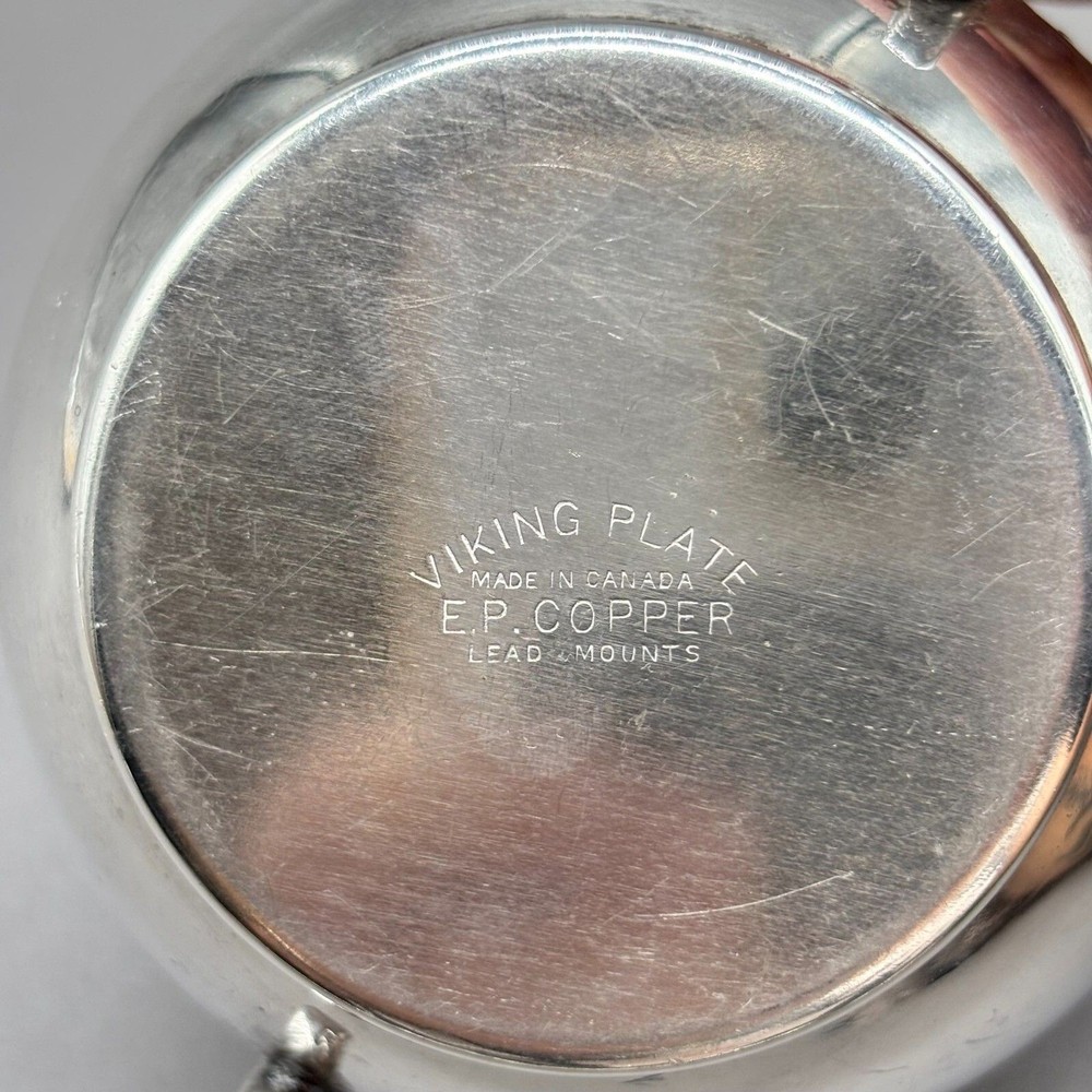 Viking Plate EP Copper Sugar Bowl Silverplate Double Handle Canada Vintage MCM