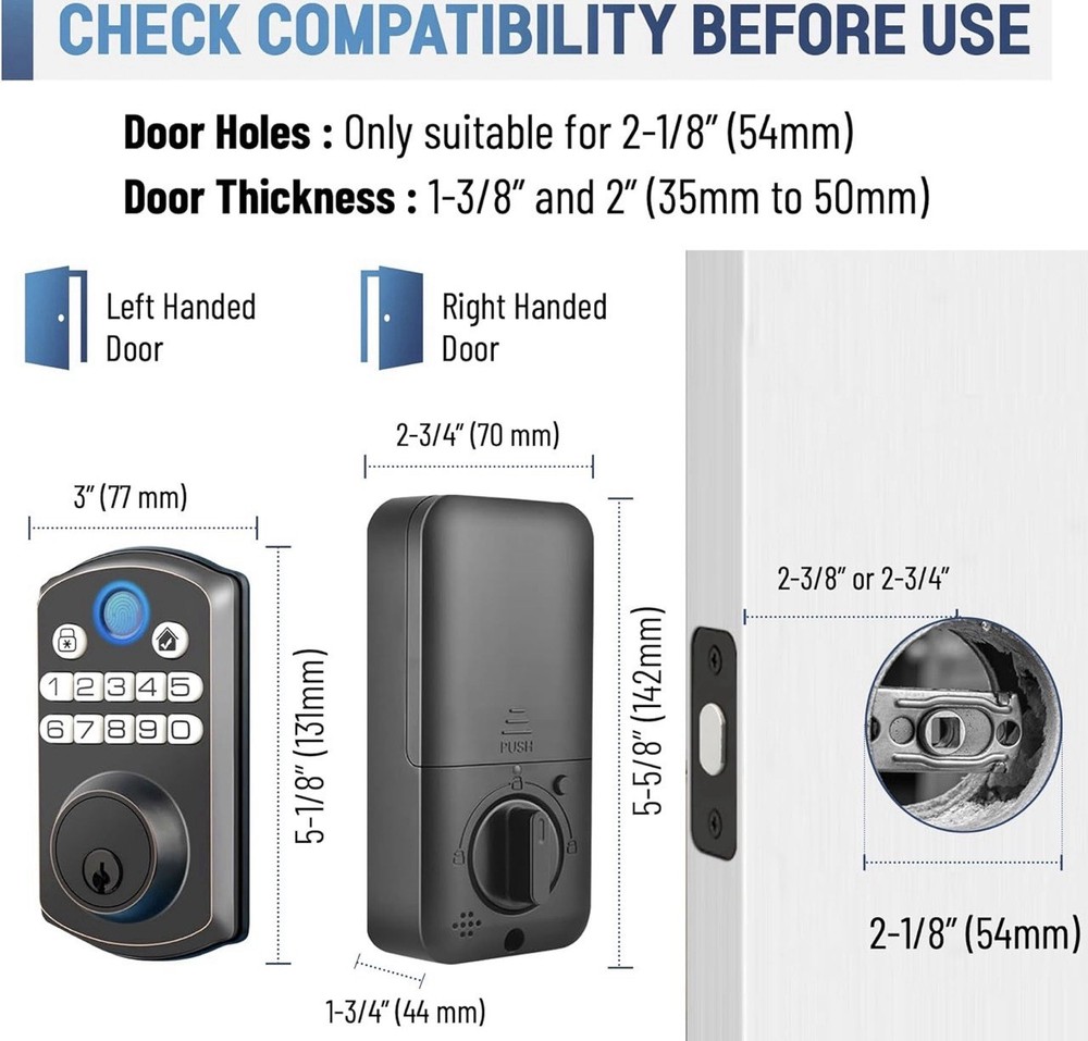 Locsmart fingerprint Door Lock Control Keyless Deadbolt AUTO LOCK