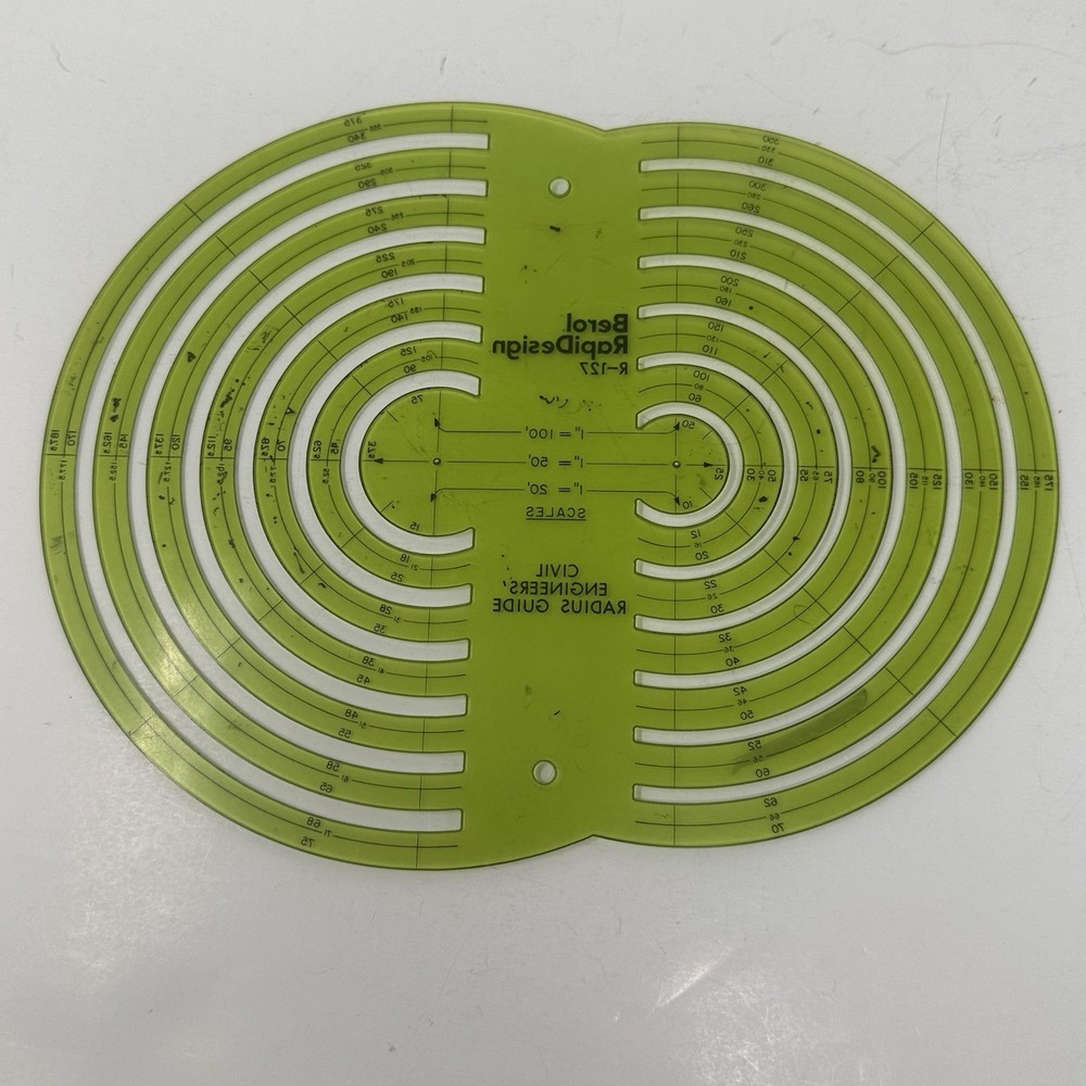 Rapidesign R-127 Civil Engineers Radius Guide Template Drafting Tool VG