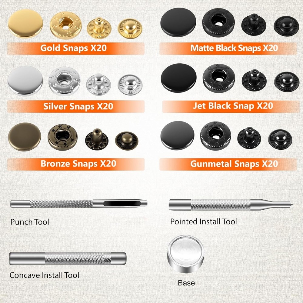 120 Set Leather Snap Fasteners Kit