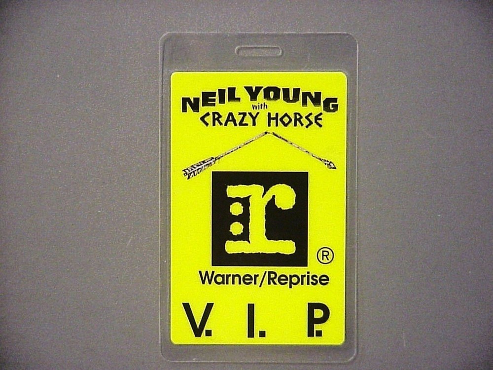 Neil Young backstage pass Laminated tour pass Crazy Horse