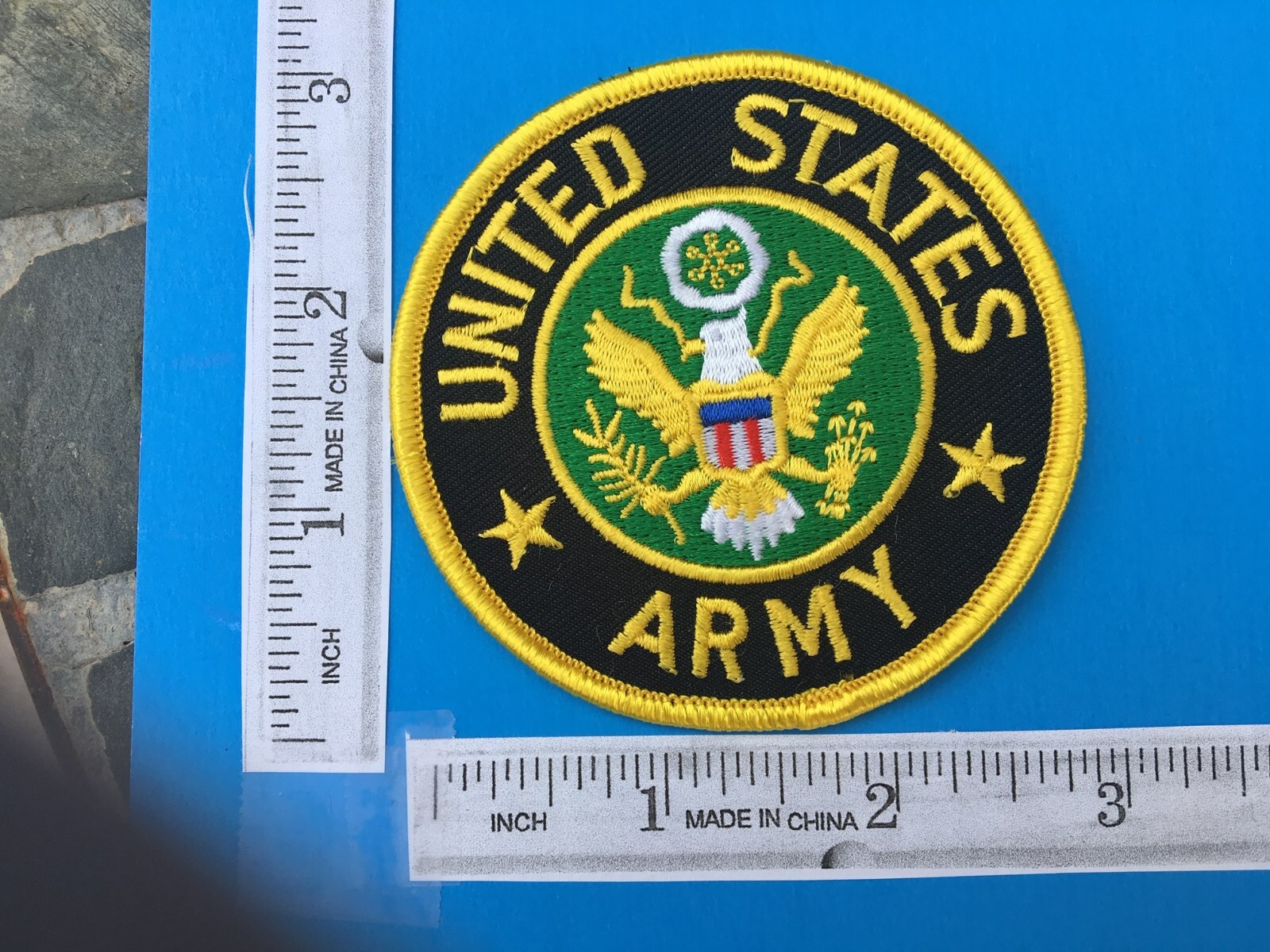 US ARMY EMBROIDERED PATCH IRON-ON SEW-ON 3" ROUND APPLIQUE - HIGH QUALITY