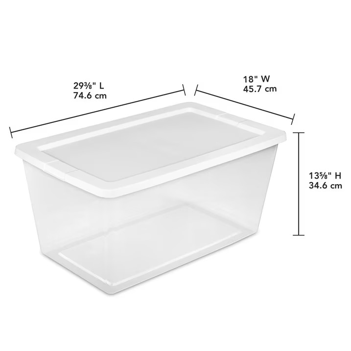 (2 pack) Sterilite 90 Quart Large Storage Bin, Clear Plastic Storage Container w