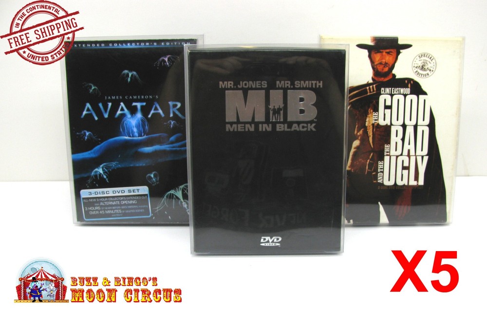 5x DVD OVERSIZED BOX SET (SIZE DVO I) - CLEAR PLASTIC PROTECTIVE BOX PROTECTOR