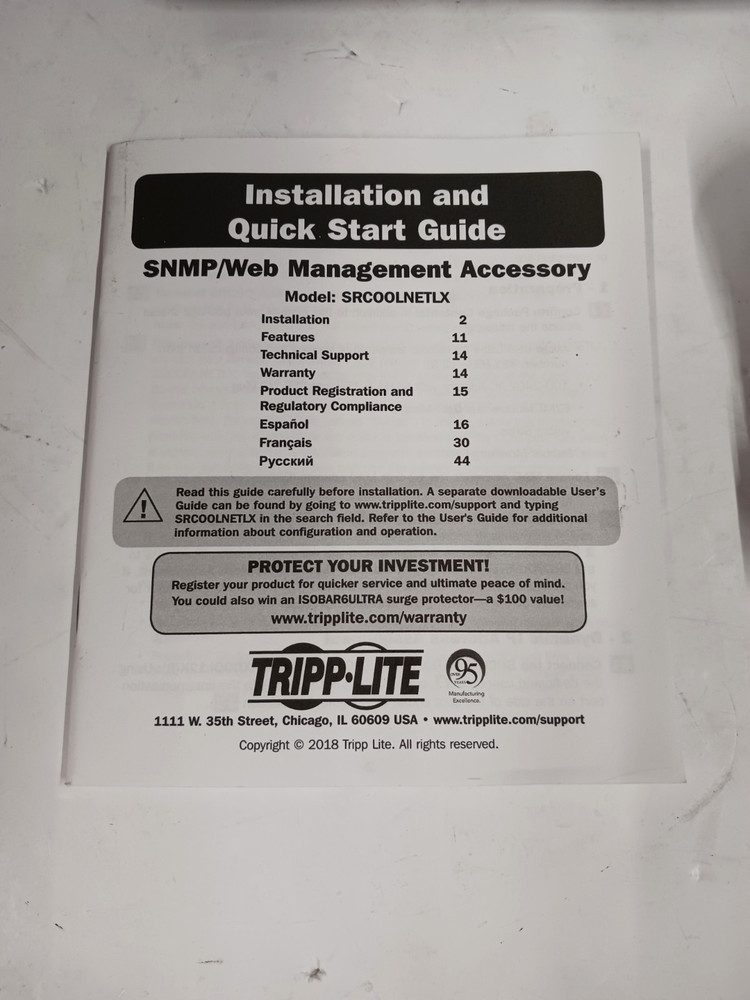 Tripp Lite Remote Control Cooling Management LX Platform for SRCOOLNETLX NEW