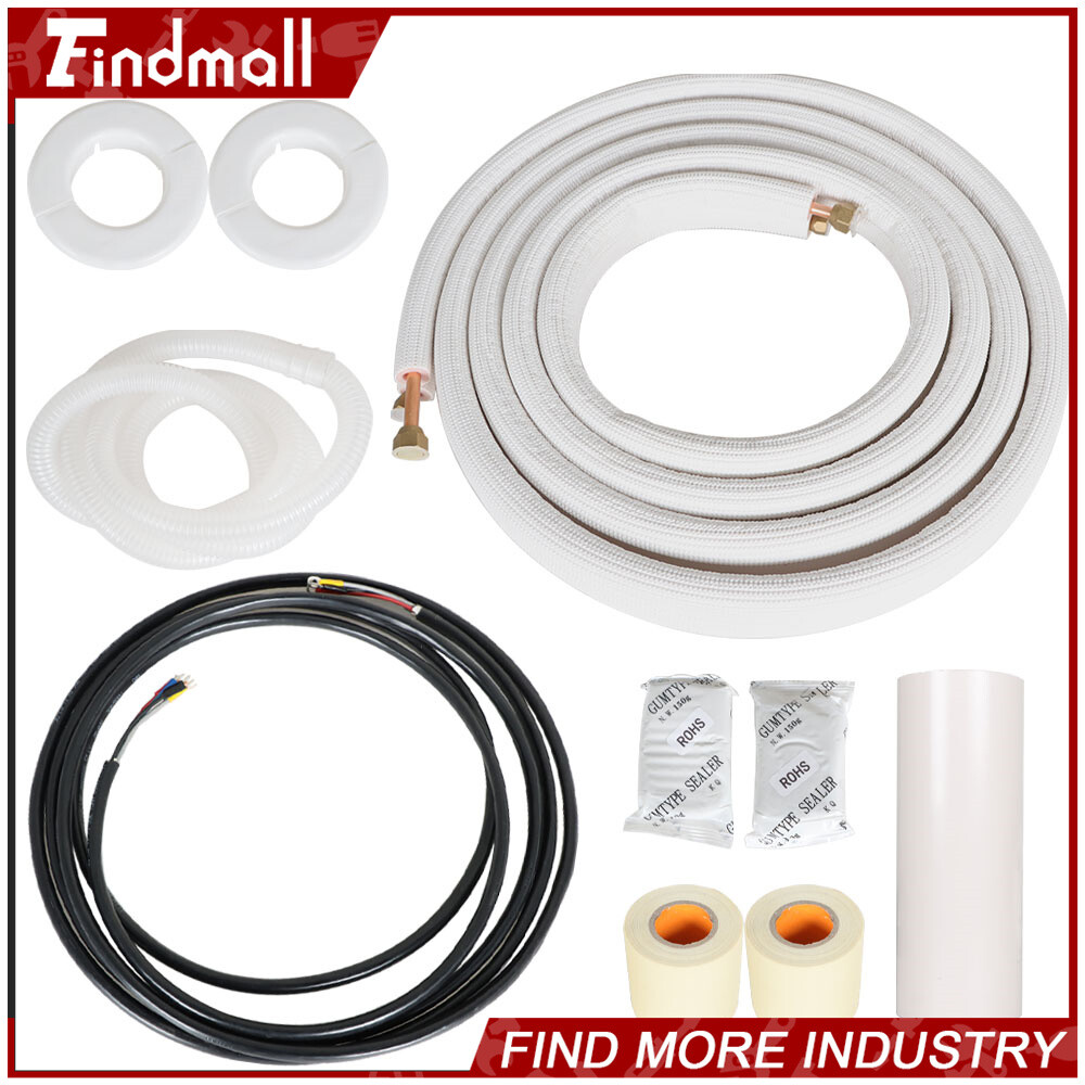 Findmall 1/4-3/8 Dia. 16, 25, 50Ft Install Kit For Mini Split Heat Pump Systems