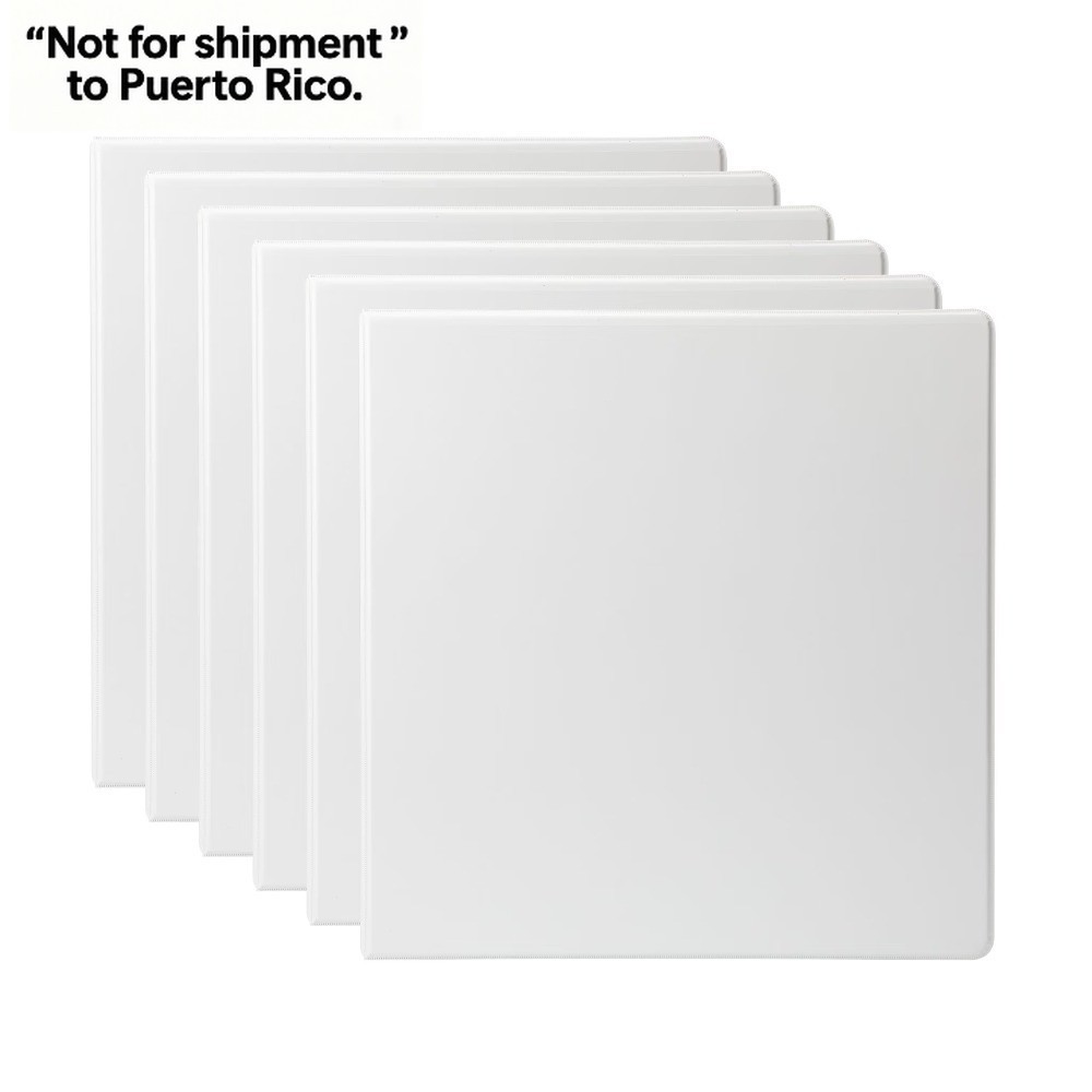 3-Ring Durable View Binder, 2 inch Binder Ring Type, Slant D-Ring, White, 6 Pack