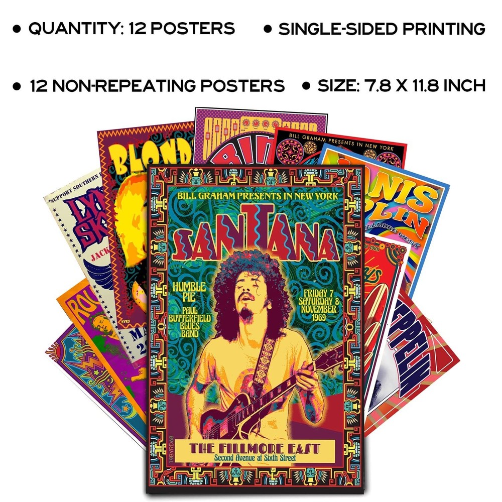 Woonkit Vintage Rock Band Posters for Room Aesthetic, 70s 80s 90s Retro Music...