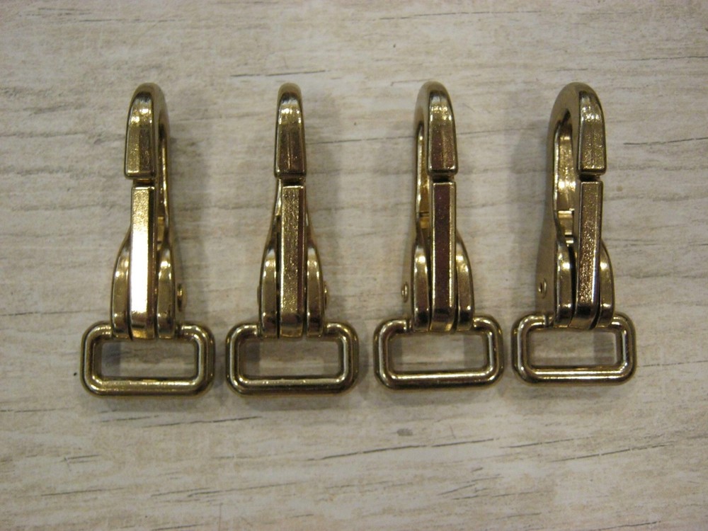 4 Brass Plated Fixed Eye Clips Snaps 3/4"