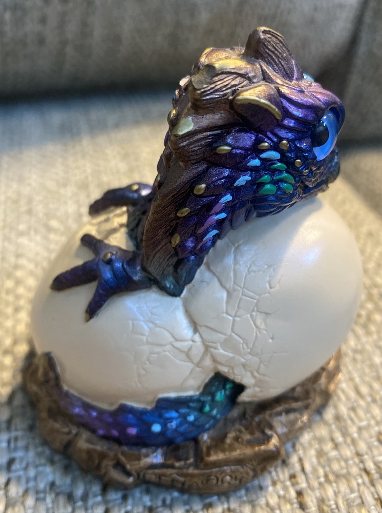 Windstone Editions Peacock Dragon Hatching Egg Signed Pena 1984