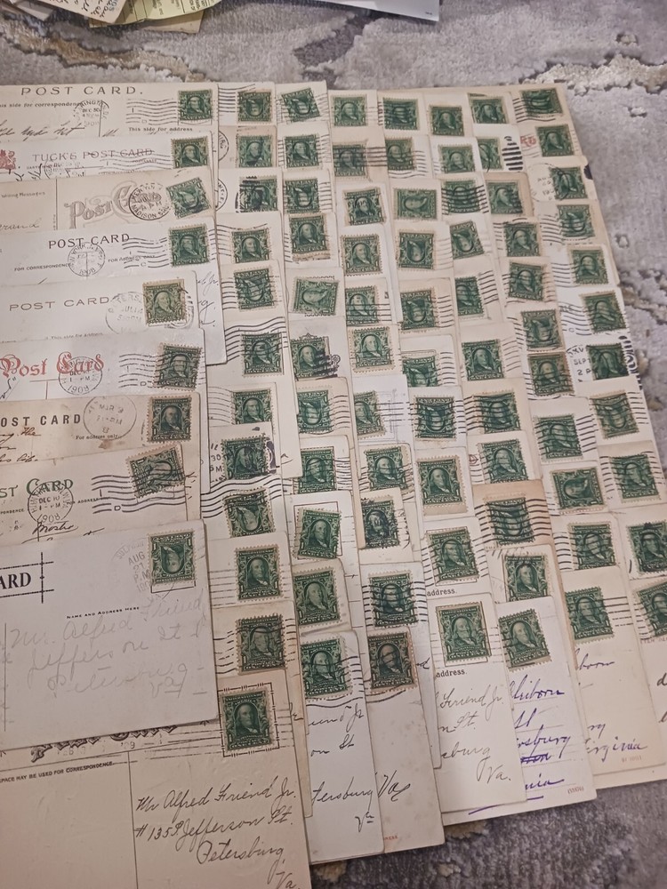 Cpllection Of I Cent Franklin Stamps