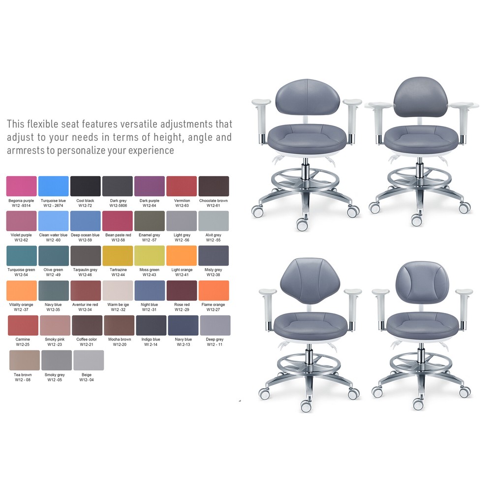 Adjustable Microfiber Leather Cushion Microscope Doctor's Chair with Armrests US