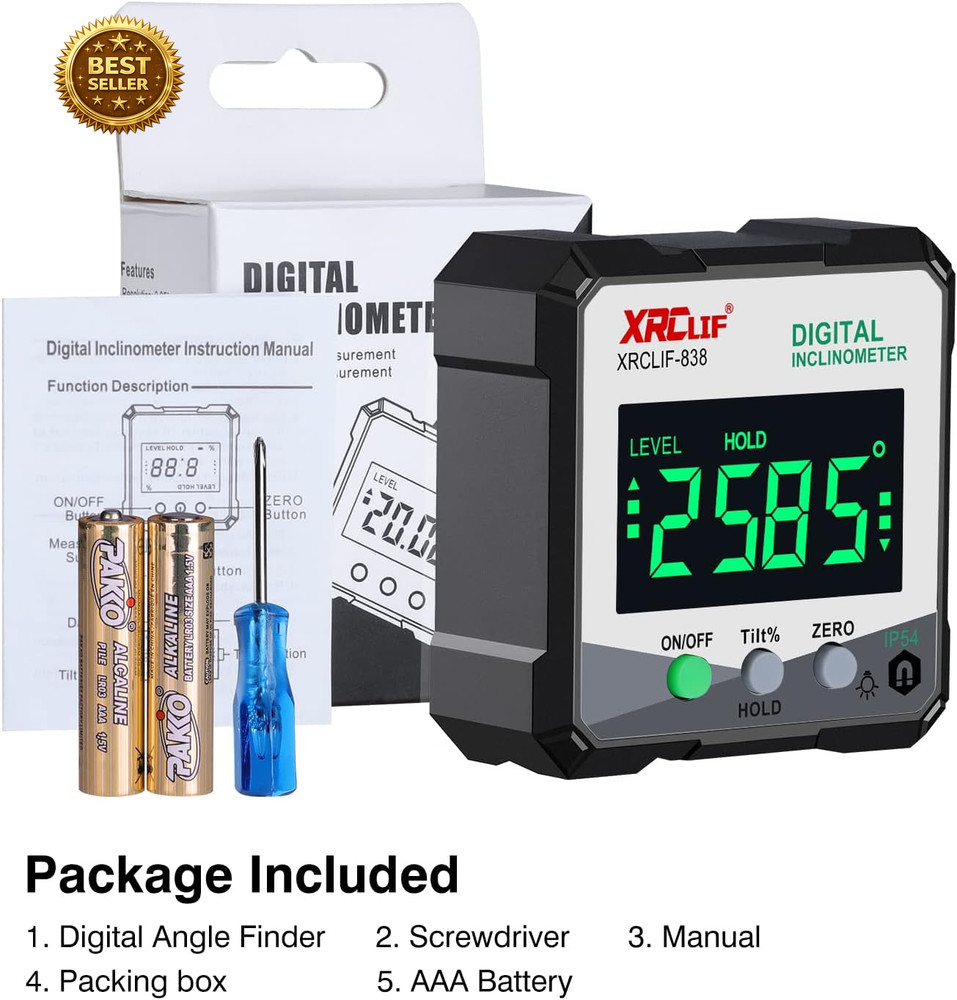 Digital Angle Gauge Meter, Magnetic Base Level Box Angle Finder Protractor Beve