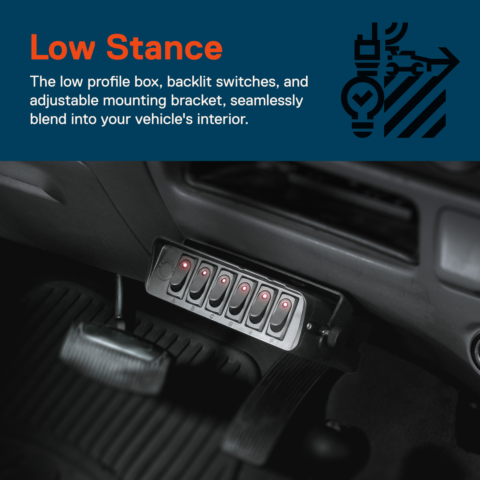 6-Gang 12V DC 40A ON/OFF Rocker Switch Box For Jeep Auto Automotive Car