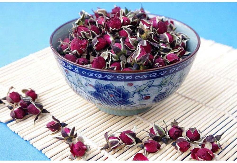 TooGet Fragrant Natural Deep Red Rose Buds Petals Organic Dried Golden-Rim Rose