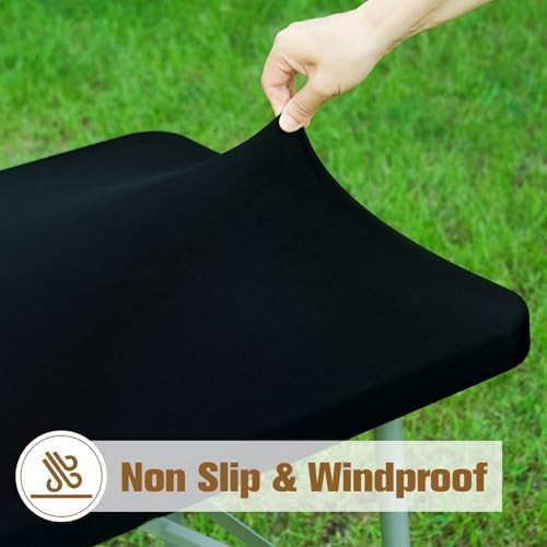 Fitted Rectangle Tablecloth 24 x 48 Inch Elastic 48" x 24" (Rectangular) Black