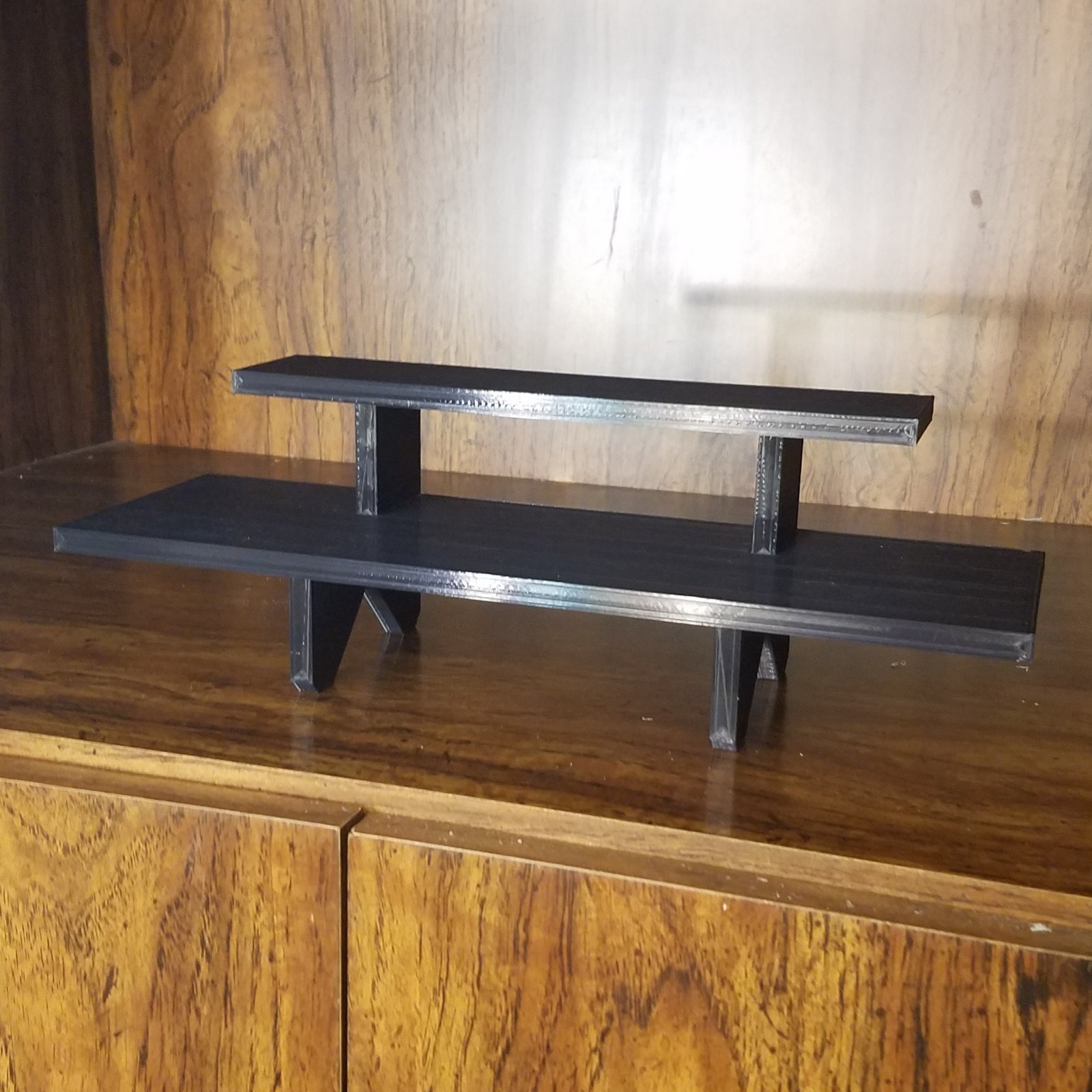 12 inch - 2-Tier Black Riser Display Stand Shelf - For Small Such as Funko Pops