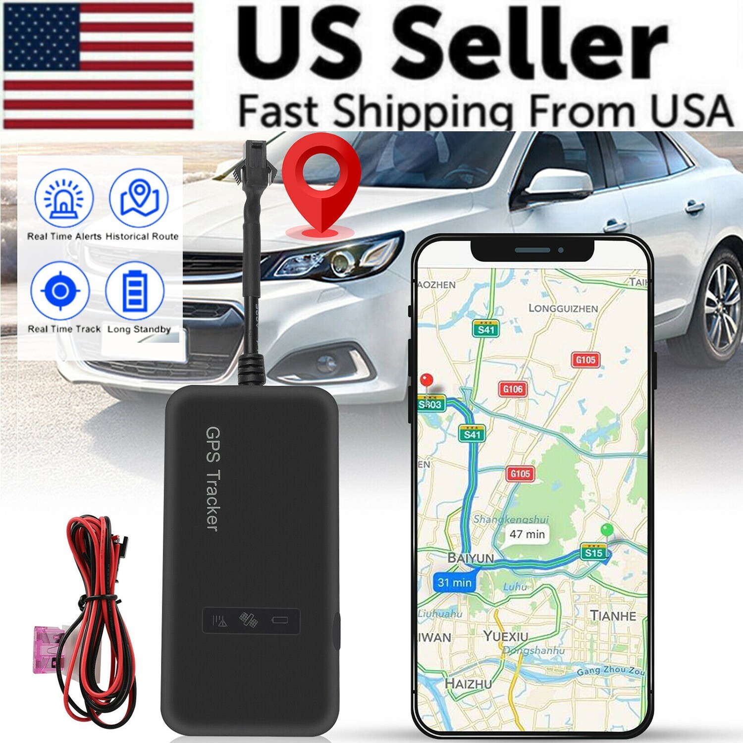 GPS Tracker Real-time Tracking Locator Device GPRS GSM Car/Motorcycle Anti Theft