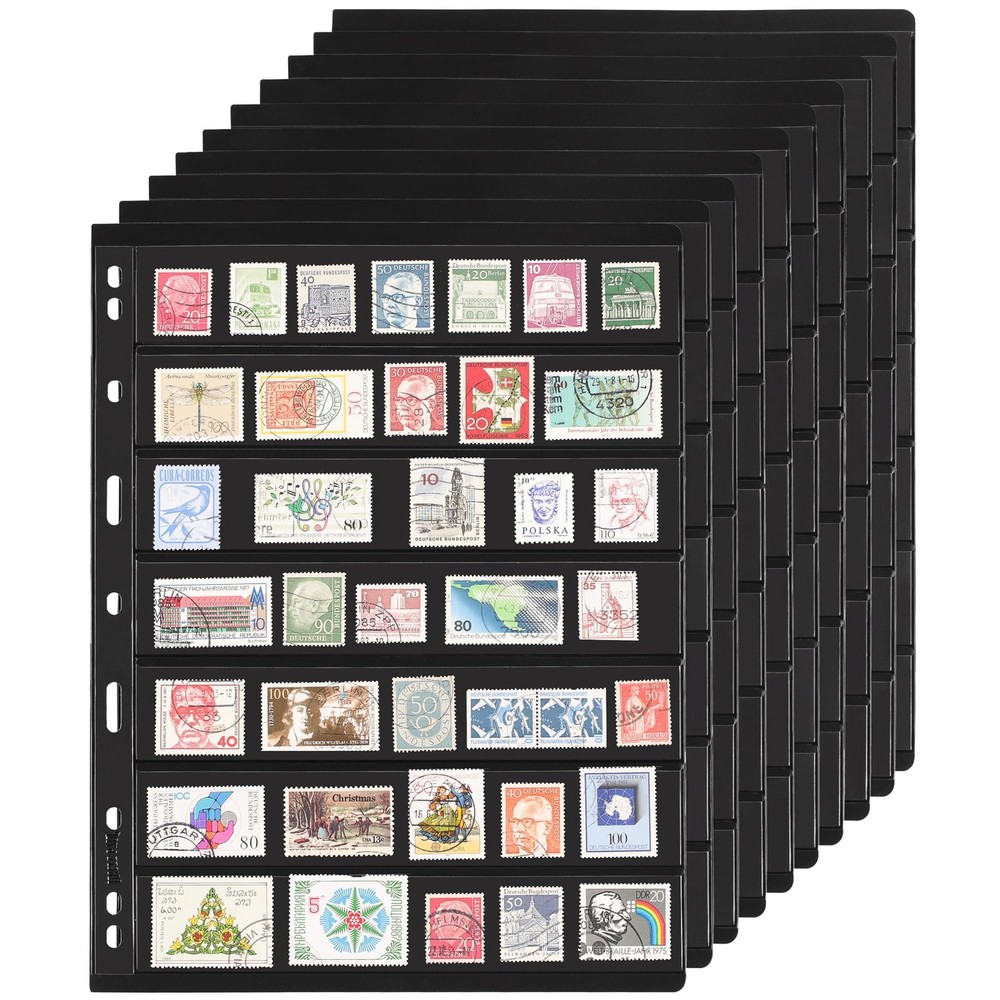 10 Sheets 20 Pages Postage Stamp Album Pages 7 Pockets 7.7X 1.35in Stamp Collect