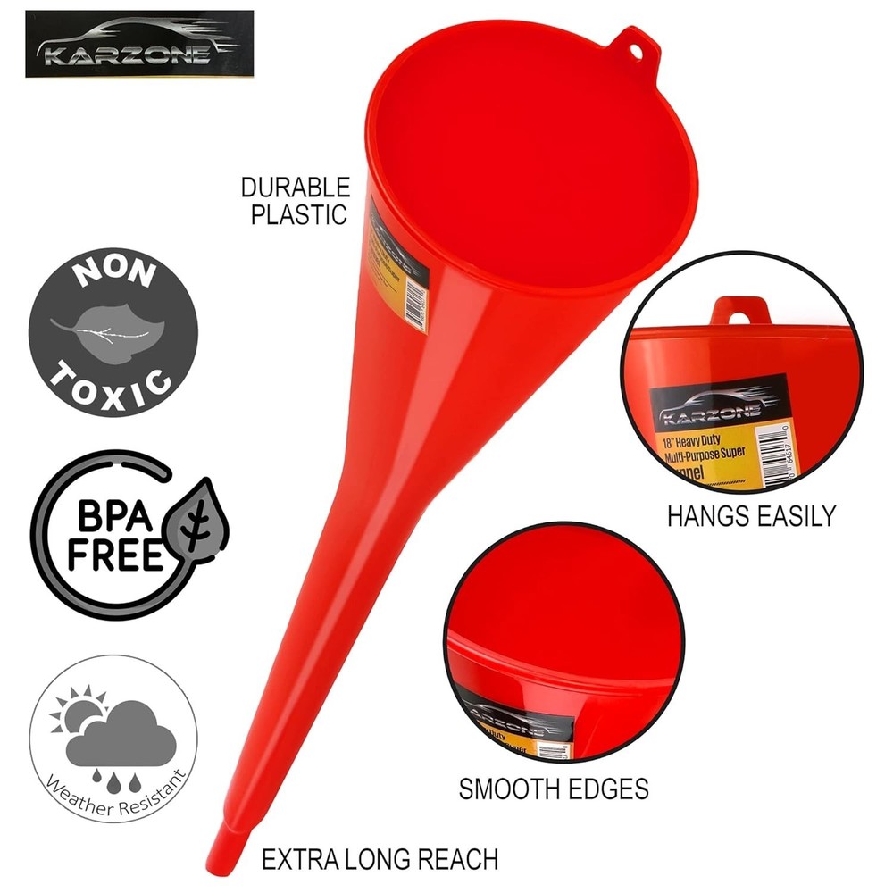 Long Neck Funnel, Red, 12 Fl Oz, Multi-Purpose, Durable