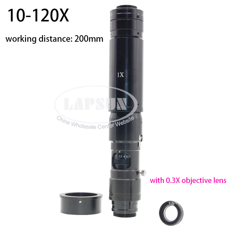 40X-1250X Parallel Light Microscope Industry Camera Zoom C-mount Lens + Barlow