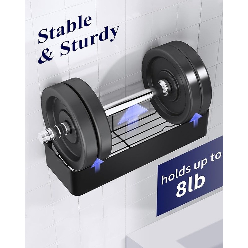 Rustproof Shower Caddy Wall Mount Organizer Quick Drainage Adhesive Installation