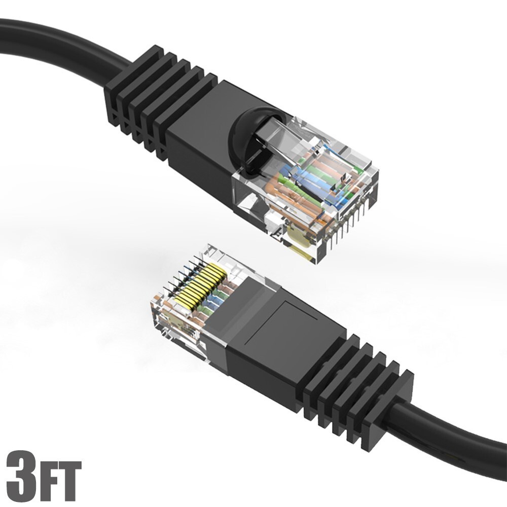 3FT Cat5E RJ45 Ethernet LAN Network UTP Snagless Patch Cable Pure Copper Black