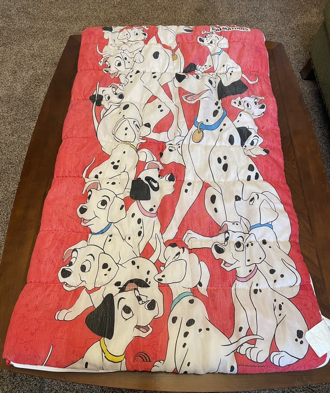 Vintage 90's Disney 101 Dalmatians Red Double Sided Youth Sleeping Bag Read