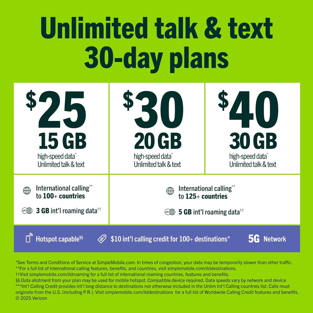 Simple Mobile Prepaid Sim Card Kit (4G LTE Network)