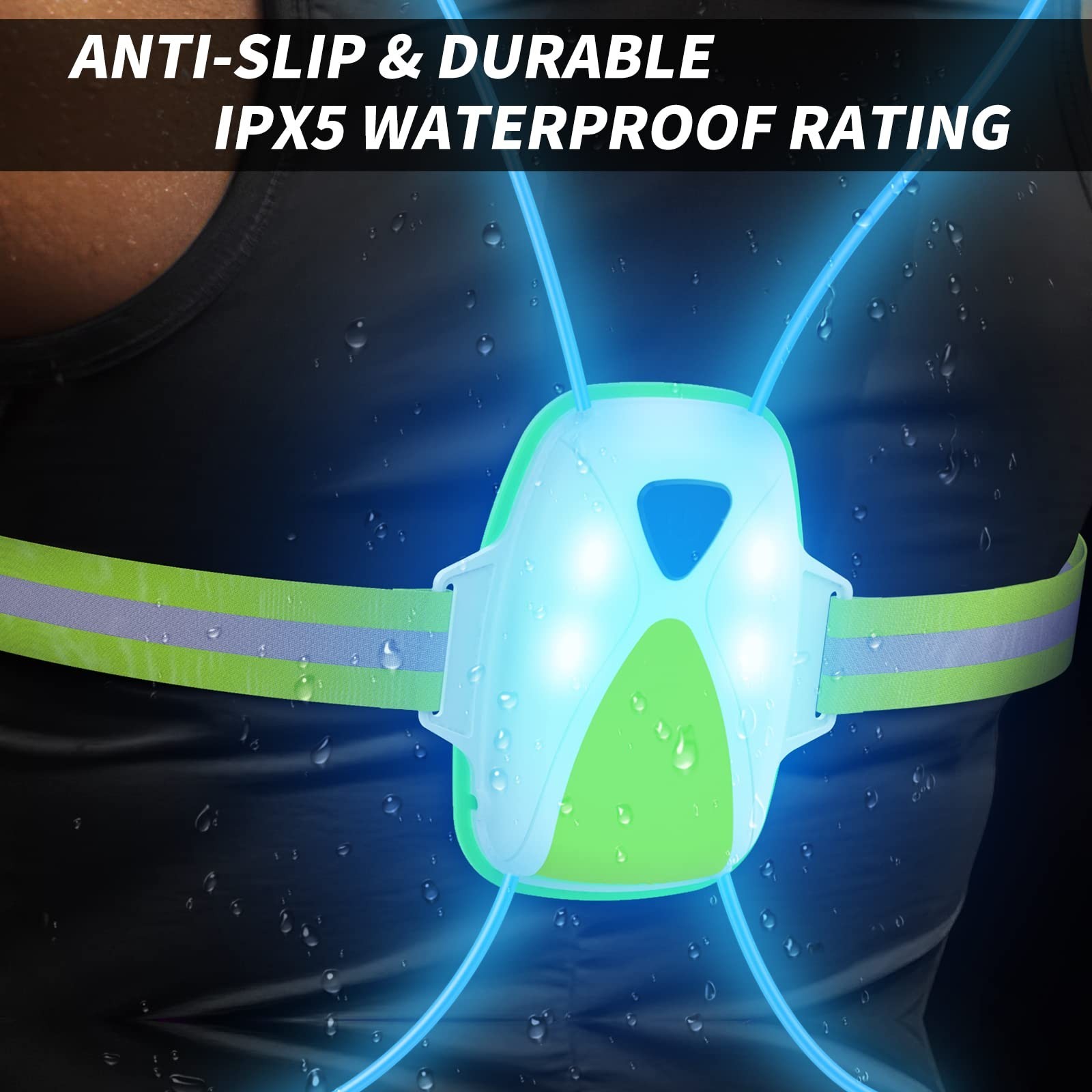 LED Reflective Running Vest with Front Light, High Visibility Safety Vest for Ru