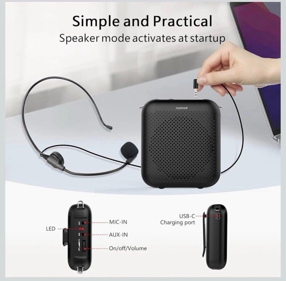 Loud Voice Amplifier Portable Mini Wired Microphone Headset Bluetooth Speaker