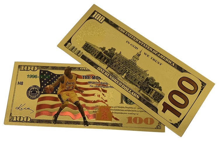 Kobe Bryant 14K Gold USA $100 Bill Set of 4 MVP Lakers 2016 Nice Set FREE SHIP!