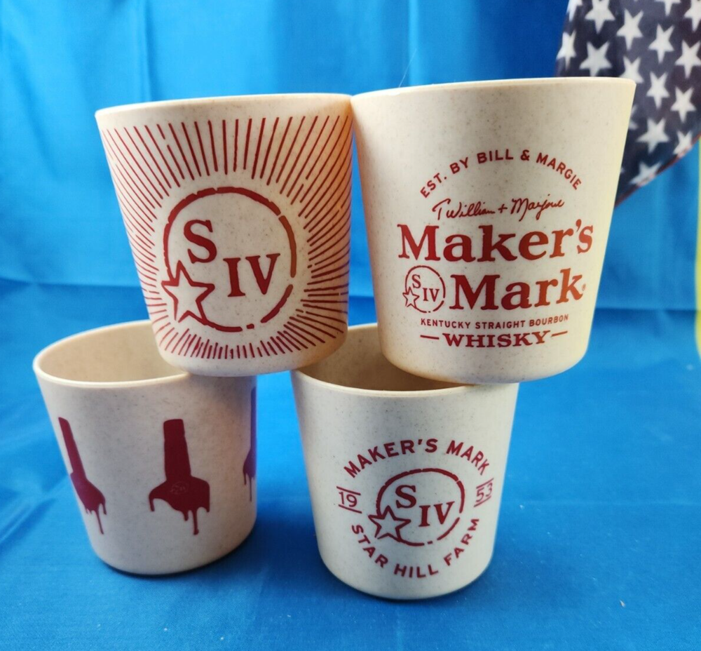 Maker’s Mark Bourbon Whisky Wheated plastic Rocks cups 4 Different Styles