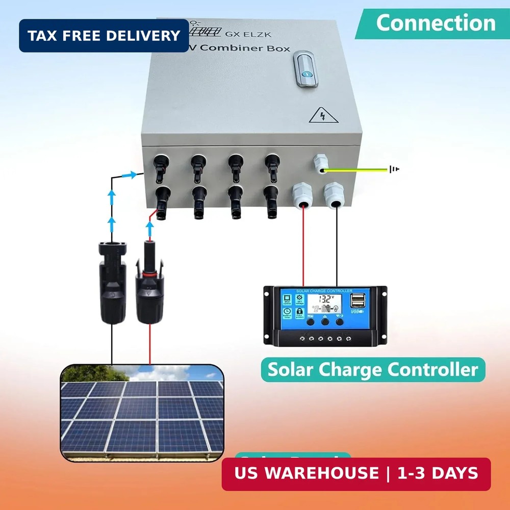 Hardcover Solar Combiner Box with 4 Strings, 80 A Circuit Breakers. This pv Comb