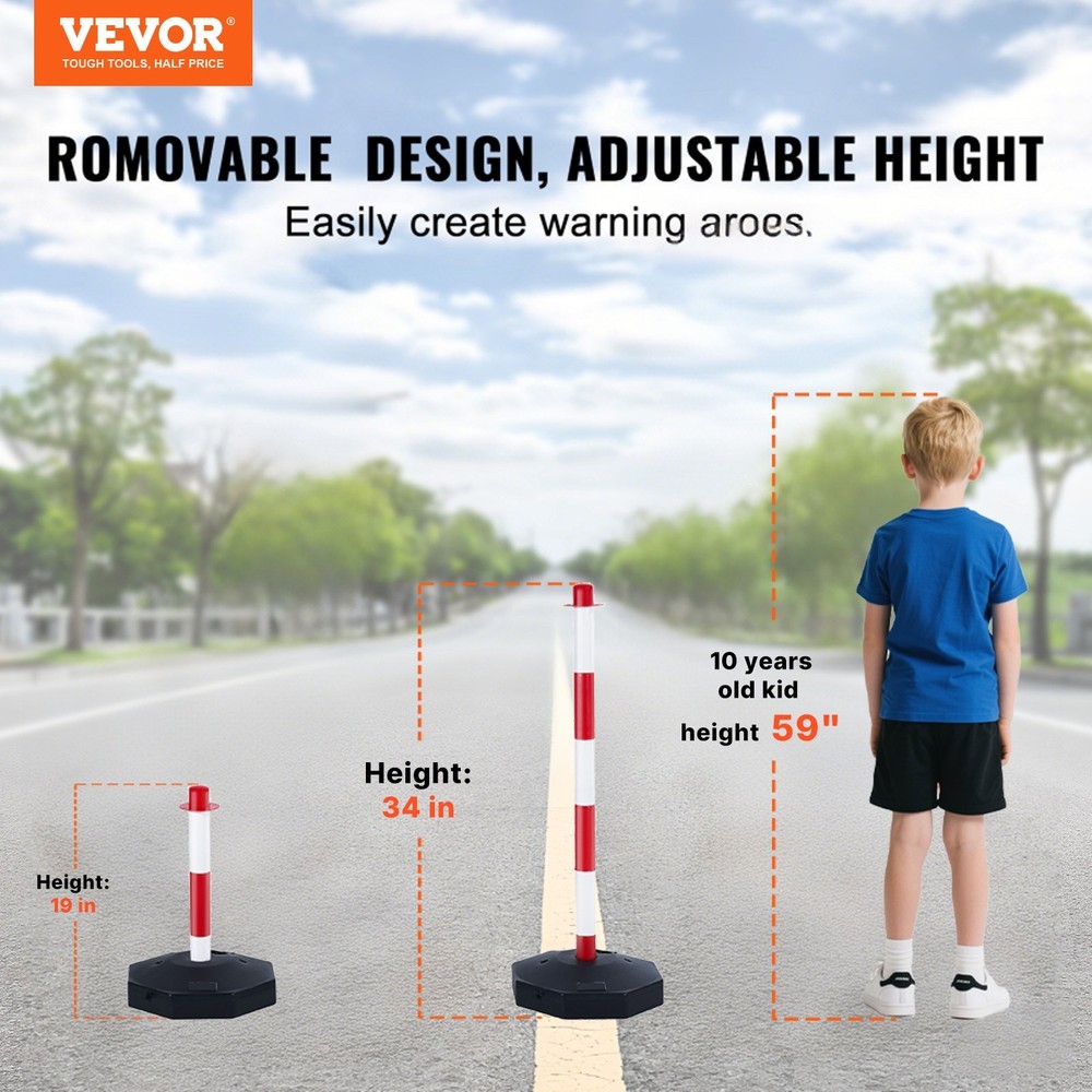 Traffic Cones 6-Pack Adjustable Height Safety Delineator Posts