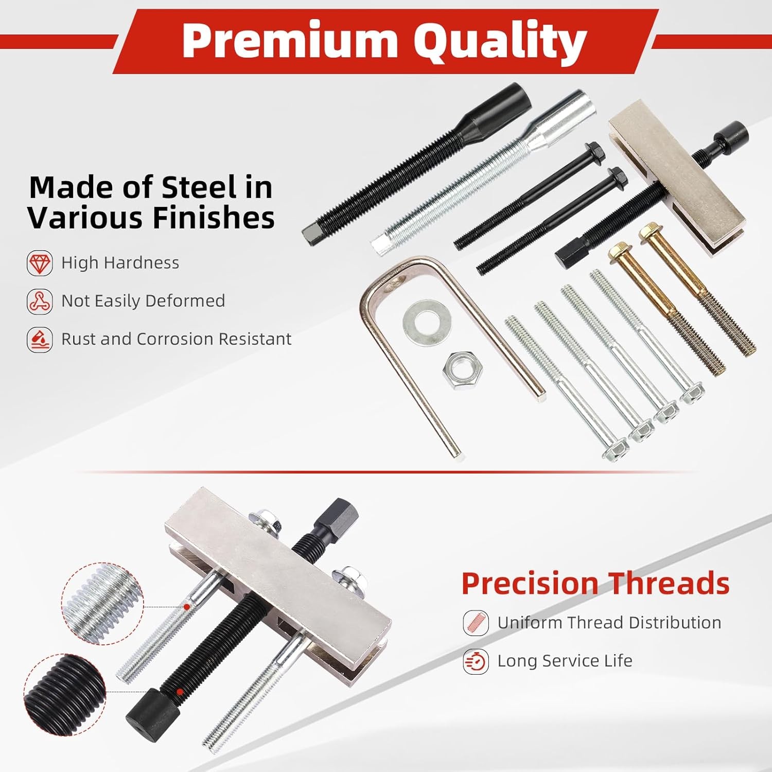 15Pcs Steering Wheel Puller Lock Plate Compressor Tool Set Installer Remover Kit