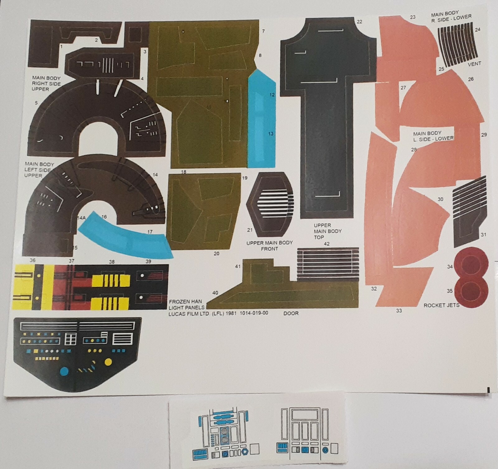 Vintage Star Wars Slave 1 Replacement Toy Stickers -Peel & Stick -No Need To Cut